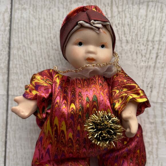 Vintage Porcelain Clown Baby Doll Collectible - Picture 2 of 5